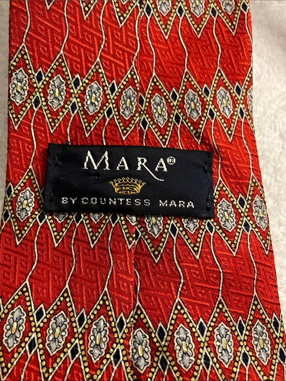 Mara by Countess Mara  Red Patterned Silk Tie